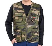 DGZTWLL Gilet lesté pour homme avec col en V multi-poches et fermeture éclair - Coupe ajustée - Pour l'extérieur, le safari, le voyage, la chasse, la pêche, le camping, camouflage, 4XL