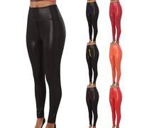 DGZTWLL Legging sexy en similicuir pour femme avec fermeture éclair à l'entrejambe, taille haute, pantalon de yoga moulant, grande taille, collants gainants, Bk1, Taille XL