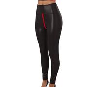 DGZTWLL Legging sexy en similicuir pour femme avec fermeture éclair à l'entrejambe, taille haute, pantalon de yoga moulant, grande taille, collants gainants, BK3., XL