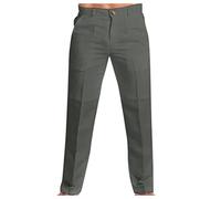 DGZTWLL Pantalon chino en lin blanc pour homme - Taille extensible - Coupe droite - Jambe large - Avant plat, gris foncé, XX-Large