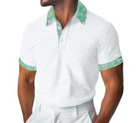 DGZTWLL Polo à manches courtes pour homme, coupe ajustée, classique, texturé, coton piqué respirant, haut d'été pour le sport, le travail, taille UK, blanc, 3XL