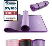 DH FitLife Ballon d'équilibre Yoga Bleu 60x22 cm, 200 kg max - Demi-ballon de gymnastique avec pompe & 2 bandes de fitness (Violet)