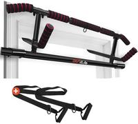 DH FitLife Barre de Traction Porte 200 kg Sans Perçage | Sangle Résistance Incluse｜Pull Up Bar Multifonction｜Poignées Mousse Antidérapantes