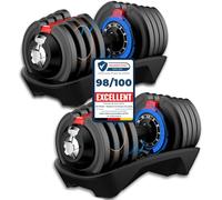 DH FitLife Haltères Réglables, 12 Niveaux, 18kg / 24kg | Sélection Rapide à une Main｜Disques en Fonte｜Poignée Antidérapante｜Verrouillage Automatique｜Gain de Place Compact