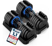 DH FitLife Haltères Réglables 4 à 25 KG, Ensemble d'haltères peu encombrantspoids variables 10 en 1, Lot de 2