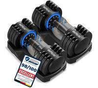 DH FitLife Lot de 2 haltères réglables de 12 kg de 2 à 12 kg avec 5 niveaux de poids - Haltères courts réglables
