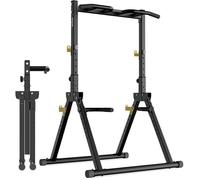 DH FitLife Power Tower pliable | Barre de traction autonome jusqu'à 150 kg avec barres de dips et supports pour haltères
