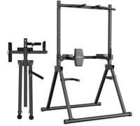 DH FitLife Power Tower Pliable Station de Dips jusqu'à 210 kg | Barre de Tractions Autonome avec Barres de Dips et Rétro-entraîneur