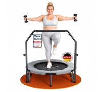 DH FitLife Trampoline Fitness Pliable avec Barre Réglable Ø102cm 450kg | Toile Préassemblée｜Petit Mini Trampoline & Rebounder pour Jumping｜Suspension Silencieuse｜Pieds Antidérapants