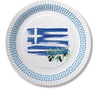 DH-Konzept Greece Athen Lot de 10 assiettes en carton pour fête à thème, anniversaire ou fête nationale