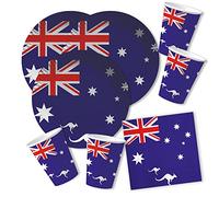 DH-Konzept Service de fête 60 pièces Australie - Assiettes, gobelets, serviettes pour 20 personnes