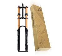 DH VTT Suspension Fourche 27,5/29'' Double Épaulement Amortisseur 1-1/8" Tube Débattement Fourche Pneumatique 180mm avec Amortissement Verrouillage Manuel Axe Traversant 15X100mm(Gold,29"/100mm)