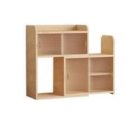 Dh2yjnbf3 Bibliothèque Bibliothèque multifonctionnelle Extensible en Panneau de densité avec Porte coulissante, unité Rangement à Plusieurs Niveaux Étagère de Rangement