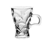 Dh2yjnbf3 Gobelets en verre transparent avec anse, 200 ml (6,7 oz), sans plomb, en verre gaufré, for eau, café, lait, thé et autres boissons.
