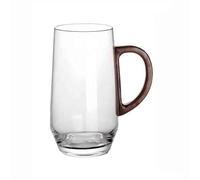 Dh2yjnbf3 Mug en verre avec anse en bois, tasse en verre borosilicate transparent for thé, latte, expresso et jus de fruits, 500 ml(Transparent)