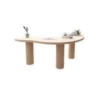 Dh2yjnbf3 Polyvalent Bureau Minimaliste Moderne en Bois Massif, Bureau d'ordinateur créatif Forme d'arc, Design for la Maison Facile à Installer(Beige,200 * 80 * 75cm)