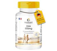 DHA 500 mg - 100 capsules molles - Acide docosahexaénoïque avec acide eicosapentaénoïque - Acides gras oméga 3 - hautement dosé | Warnke Vitalstoffe - Qualité des pharmacies allemandes