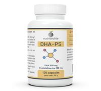 DHA 500 mg TG (forme triglycéride) + Phosphatidylsérine 100 mg - Santé du cerveau et des yeux - Absorption élevée -120 mini perles de gélule - Sans stéarate de magnésium - Sans soja, sans OGM