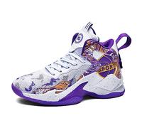 DHAEY Chaussures de Basket-Ball for Hommes Unisexe Graffiti Rembourrage Basket-Ball Baskets en Plein air Anti-dérapant Sport Chaussures de Course (Color : Purple, Size : 40 EU)