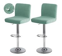 DHAEY Housse de Tabouret de Bar avec Dossier Imperméable Housse Chaise Haute de Cuisine Extensible Couverture de Chaise de Salle à Manger Pivotante Lavable Lot de 2 Vert