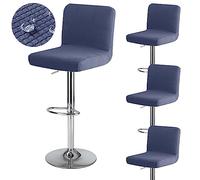DHAEY Housse de Tabouret de Bar avec Dossier Imperméable Housse Chaise Haute de Cuisine Extensible Couverture de Chaise de Salle à Manger Pivotante Lavable Lot de 4 Bleu Marin