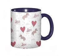 DHAEY Mug porcelaine fine Ballon de coeur Saint Valentin teckel pour animaux de compagnie |Mug humour pour collègue, amis, copains, frères et soeurs |Mug original avec