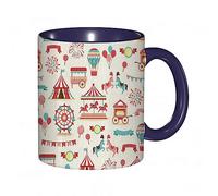 DHAEY Mug porcelaine fine Cirque Carnaval Ferry Wheel Carrousel Ballons Vendeur Crème Glacée Style Vintage |Mug humour pour collègue, amis, copains, frères et soeurs |Mug original avec