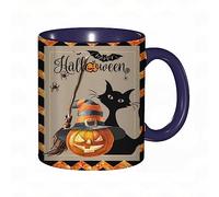 DHAEY Mug porcelaine fine Halloween Citrouilles Sorcière Chat Maison |Mug humour pour collègue, amis, copains, frères et soeurs |Mug original avec