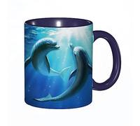 DHAEY Mug porcelaine fine Motif lisse de deux dauphins |Mug humour pour collègue, amis, copains, frères et soeurs |Mug original avec