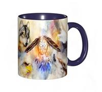 DHAEY Mug porcelaine fine plumes et ornements attrape-rêves spiri indien.Mug humour pour collègue, amis, copains, frères et soeurs |Mug original avec