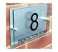 DHAEY Numero de Maison Exterieur, Personnaliser la Porte de la Maison Plaque d'immatriculation Mur Porte Signe nom Plaque Verre Acrylique Aluminium (Color : Silver 01, Size : 14 * 20mm)