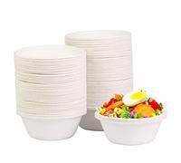 DHAIQC 120 Pièces Bols Jetables 260ml, Nature Saladie, Écologique Bol Jetable, Bol Carton Jetable, Bagasse Bol Soupe Compostable Vaisselle Jetable Canne à Sucre (120 pièces-260 ml)