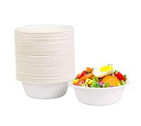 DHAIQC 120 Pièces Bols Jetables 350ml, Nature Biodégradable Saladie, Écologique Bol Jetable, Bol Carton Jetable, Bagasse Bol Soupe Compostable Vaisselle Jetable Canne à Sucre (120 pièces-350 ml)