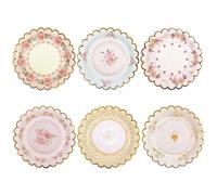 DHAIQC Lot de 48 Assiettes Jetables Florales Vintage 18 cm, Festonnées Assiette Carton Jetable Vaisselle Anniversaire Pour Gâteaux Desserts Anniversaires Baby Showers Mariages Party du thé (Fleurs)