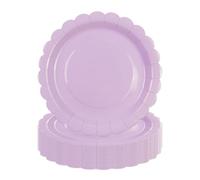 DHAIQC Lot de 50 Assiette Carton Lilas de 23 cm, Festonnées Assiette Jetable Vaisselle Jetable Anniversaire Pour Gâteaux Desserts Anniversaires Baby Showers Mariages Décorations (Lilas, 23cm)