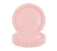 DHAIQC Lot de 50 Assiette Carton Rose de 23 cm, Festonnées Assiette Jetable Vaisselle Jetable Anniversaire Pour Gâteaux Desserts Anniversaires Baby Showers Mariages Décorations (Rose, 23cm)