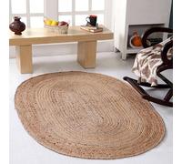 Dhaka Tapis ovale tressé à la main en jute indienne naturelle - Taille M, 90 x 150 cm