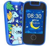 Dhapy Smartphone pour enfants, cadeaux de Noël et d'anniversaire pour garçons de 3, 4, 5, 6, 7, 8 ans, téléphone à écran tactile, lecteur de musique MP3, jouet éducatif avec carte SD 8G, bleu