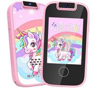 Dhapy Smartphone pour enfants de 3, 4, 5, 6, 7, 8 ans, écran tactile, lecteur de musique MP3, jouet éducatif avec carte SD 8G, rose