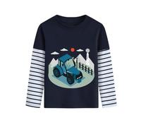 DHASIUE T-shirt à manches longues garçons Pelleteuse Dinosaure Jeu de balle Planète Le Train Bleu Pull Enfants Longsleeve T-shirt 1-7 ans Taille 92-122, 3 ans
