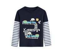 DHASIUE T-shirt à manches longues garçons Pelleteuse Dinosaure Jeu de balle Planète Le Train Bleu Pullover Enfants Longsleeve Tshirt 1-7 ans Taille 92-122, 6 ans