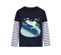 DHASIUE T-shirt à manches longues garçons Pelleteuse Dinosaure Jeu de balle Planète Le Train Bleu Pullover Enfants Longsleeve Tshirt 1-7 ans Taille 92-122, 3 ans