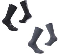 Dhb All Season Merino Aeron Socks (2 Pack) Noir/Gris UK 6.5-9 Unisex