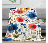 DHBANEIOK Aquarelle Fleurs Flanelle Peluche Couverture Microfibre 3D Imprimées Sofficee Calda Doux Et Confortable Housse De Canapé Couverture Voyage 70x80inch(180x200cm)