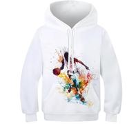 DHBANEIOK Basketball Enfants Ado Fille Garçons Sweats À Capuche Hoodies Impression 3D Vivid Graphique Sweat Poche Pullover À Capuche pour 10-12Y