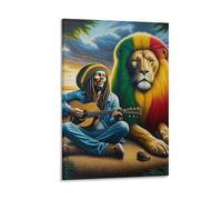 DHBANEIOK Bob Marley lion Murale Décoration Murale Image Sur Toile Tableau Impression Sur Toile Pour Chambre Et Couloir Premium 12x18inch(30x45cm)