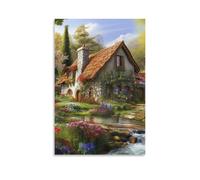DHBANEIOK Chalet de montagne et forêt Impression Sur Toile Inspiration Tableau Mural Image Sur Toile Photo Sur Toile Pour Salon Chambre À Bureau Restaurant 20x30inch(50x75cm)