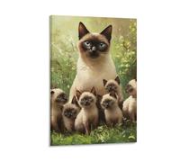 DHBANEIOK Chat siamois Impression Sur Toile Portrait - Tableau Abstrait -Decoration Murale Salon Moderne - Image Sur Toile 20x30inch(50x75cm)