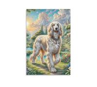 DHBANEIOK Chien afghan Murale Decoration Murale Peintures Sur Toile Impression Sur Toile Affiche Decoration Pour Chambre Et Couloir Premium 08x12inch(20x30cm)