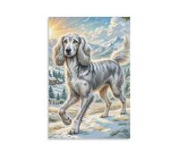 DHBANEIOK Chien afghan Murale Decoration Murale Peintures Sur Toile Impression Sur Toile Pour Chambre Et Couloir Premium 12x18inch(30x45cm)